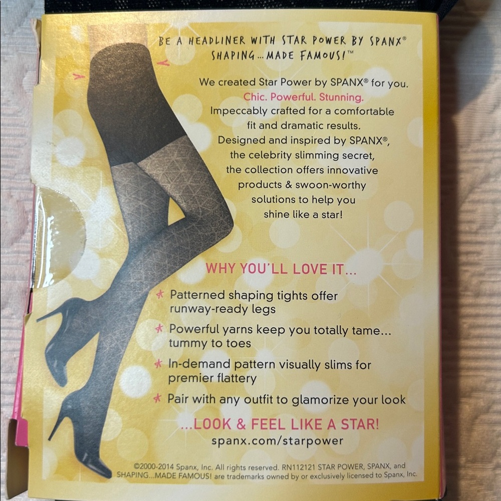 SPANX Star Power Patterned Shaping Tights - Black. New. Size C. Nouveau - Picture 6 of 7